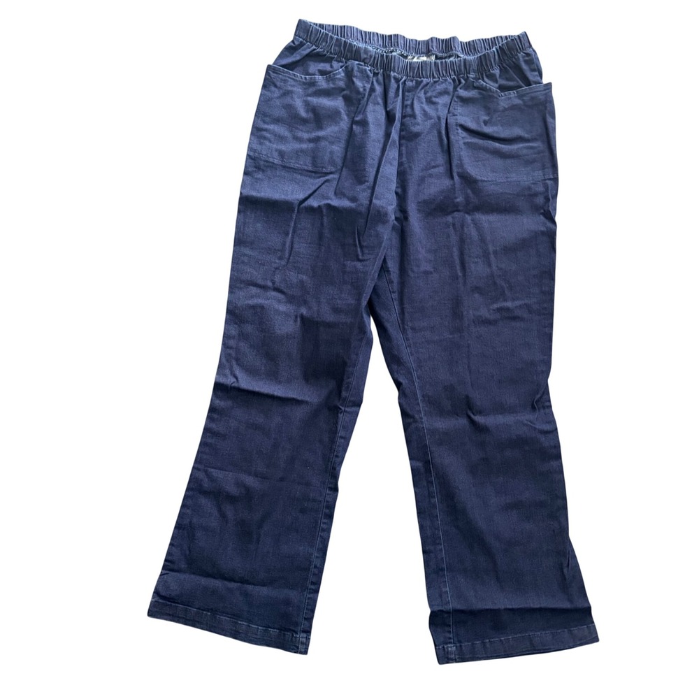 Woman Within Elastic Waist Jeans Dark Wash Indigo Pull On Pants Plus Size 24W